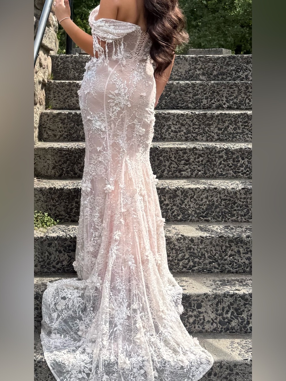 Elegant Blush Lace Embroidered Fjolla Nila Dress
